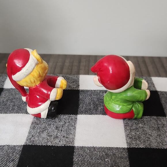 🎄Set of 2 vintage candle hugger climber taper Christmas Holidays Elf Cat Kitten - Picture 2 of 4
